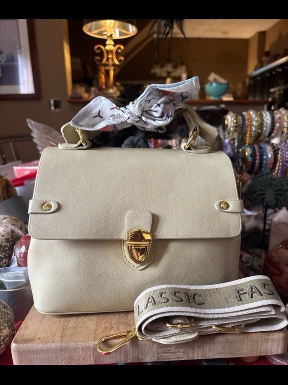 Top-Handle Satchel with Gold Hardware